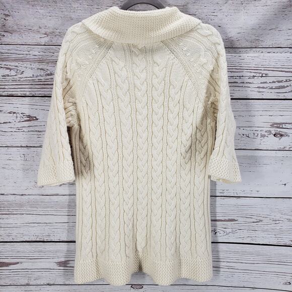 Coldwater Creek Cream Cable Knit Cowl Neck Wool Blend Sweater Size 1X - Picture 11 of 14